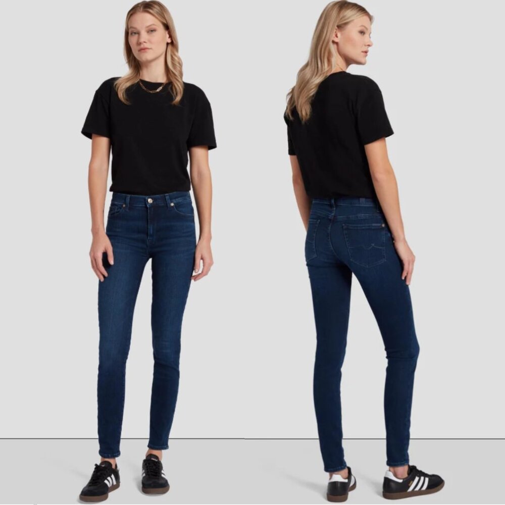 Jen7 by 7 For All Mankind Size 12x29 Dark Wash Skinny Jeans Chic Modern Timeless